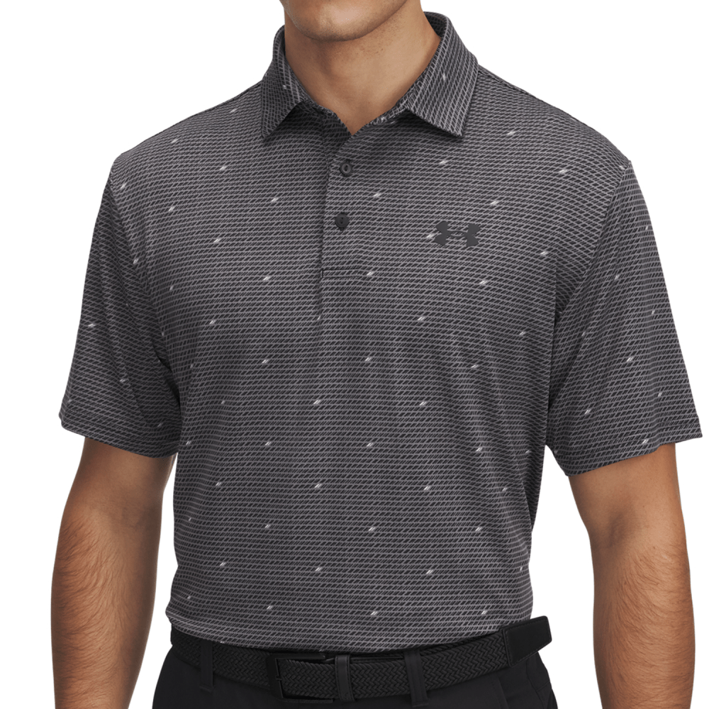 Under Armour Playoff 3.0 Printed Golf Polo Shirt - Castlerock/Black