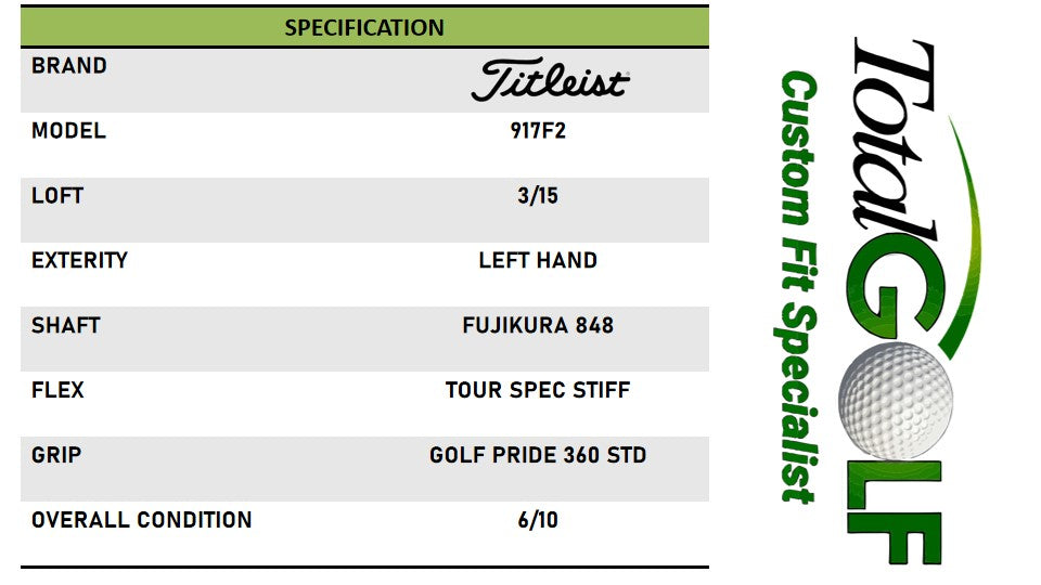 Titleist 917F2 3/15 FW Fujikura 848 Pro Stiff Right Hand - Used