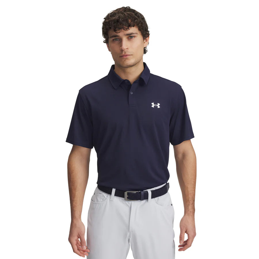 Under Armour Golf T2G Pique Shirt - Midnight Navy/White