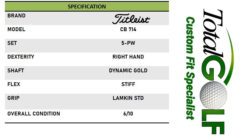 Titleist CB 714 Irons 5-PW Dynamic Gold Stiff Right Hand - Used