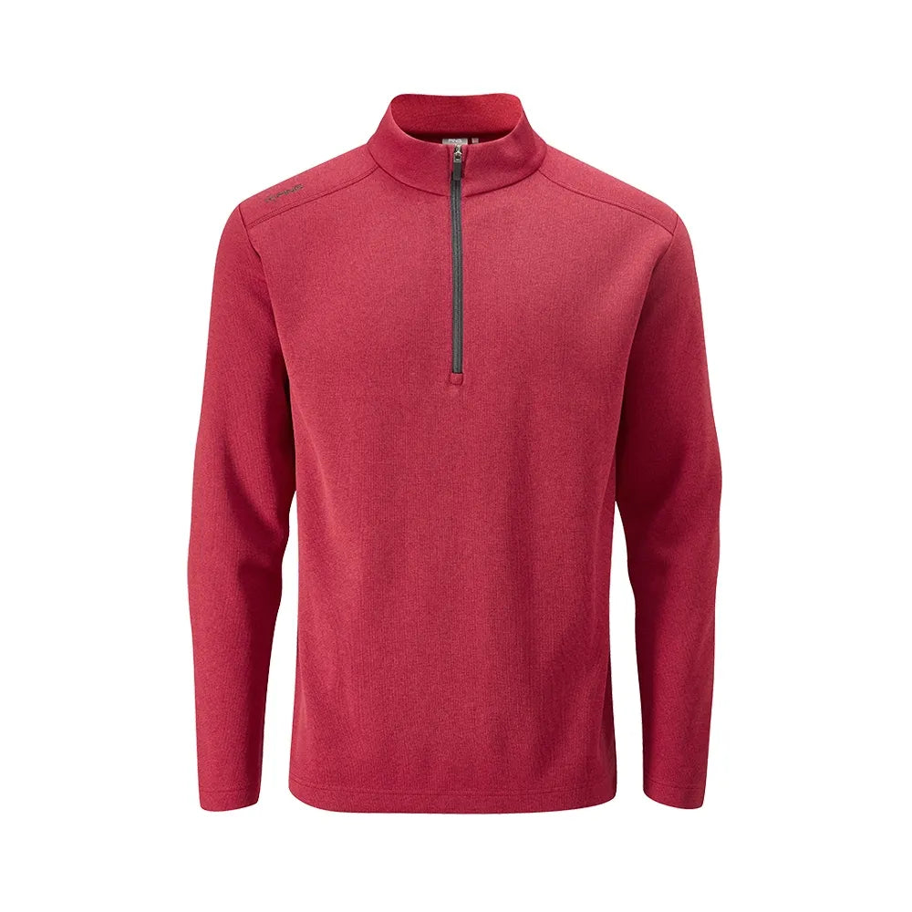 Ping Ramsey Men's Half Zip Ribbed Fleece - Rich Red Marl