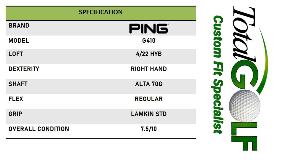 Ping G410 4/22 Hybrid Alta 70g Regular Right Hand Used