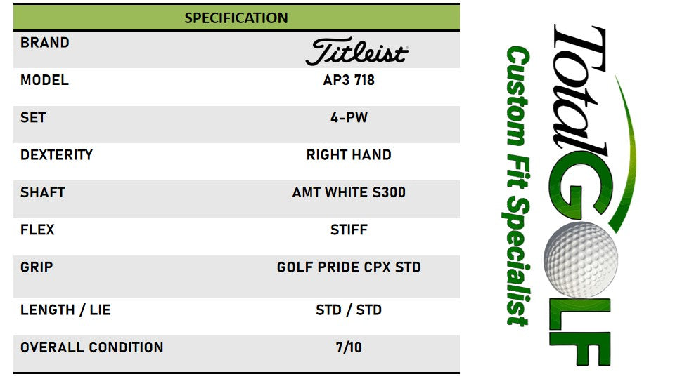 Titleist AP3 718 4-PW Irons AMT White S300 Stiff Right Hand - USED