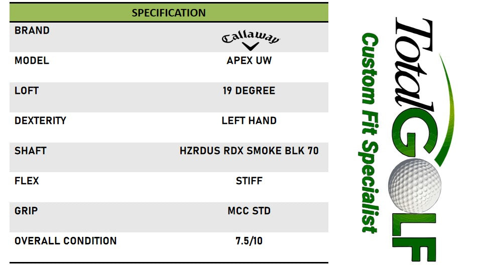 Callaway Apex UW 19 Hzrdus RDX Smoke 6.0 70g Left Hand - Used