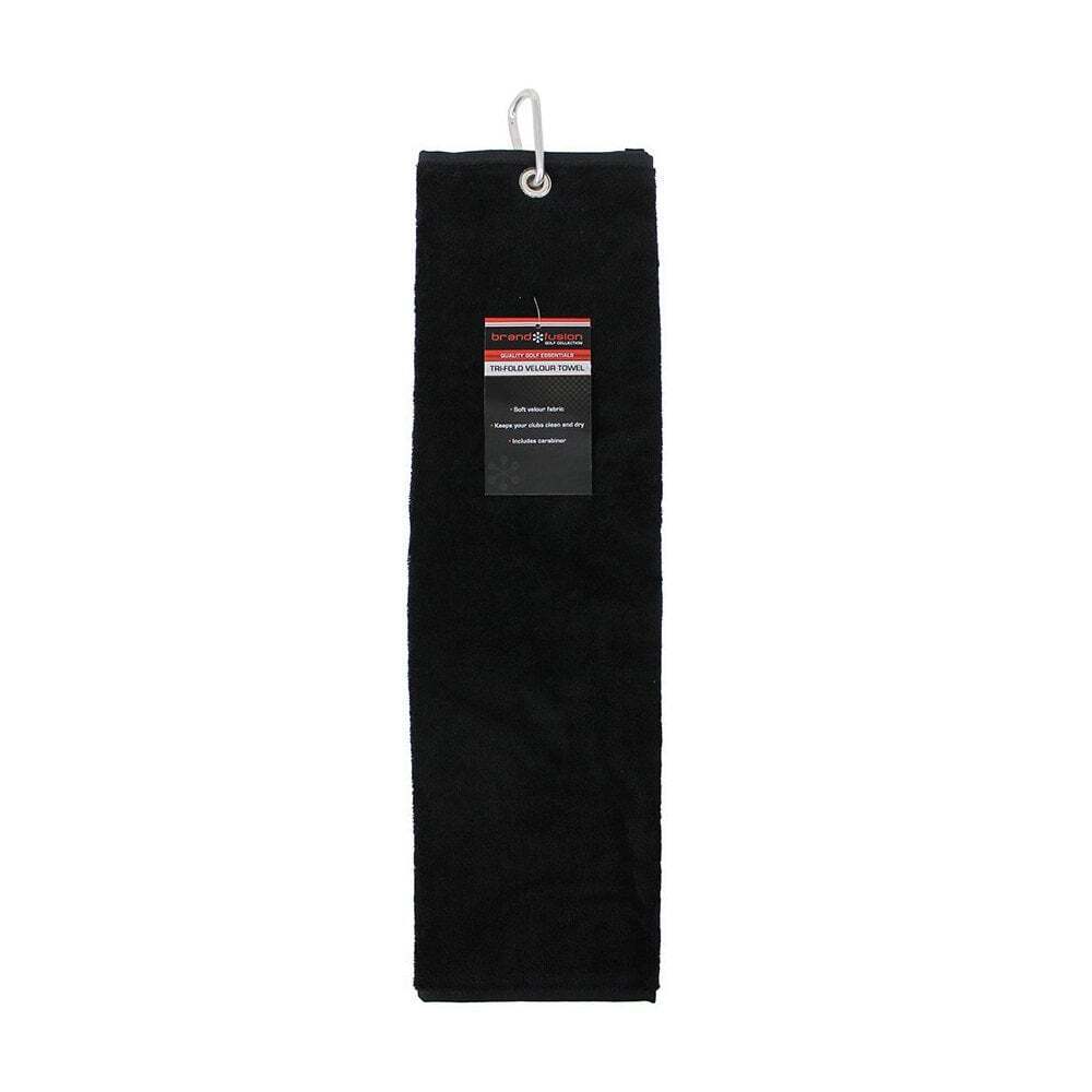 Brand Fusion Tri-Fold Velour Towel Black
