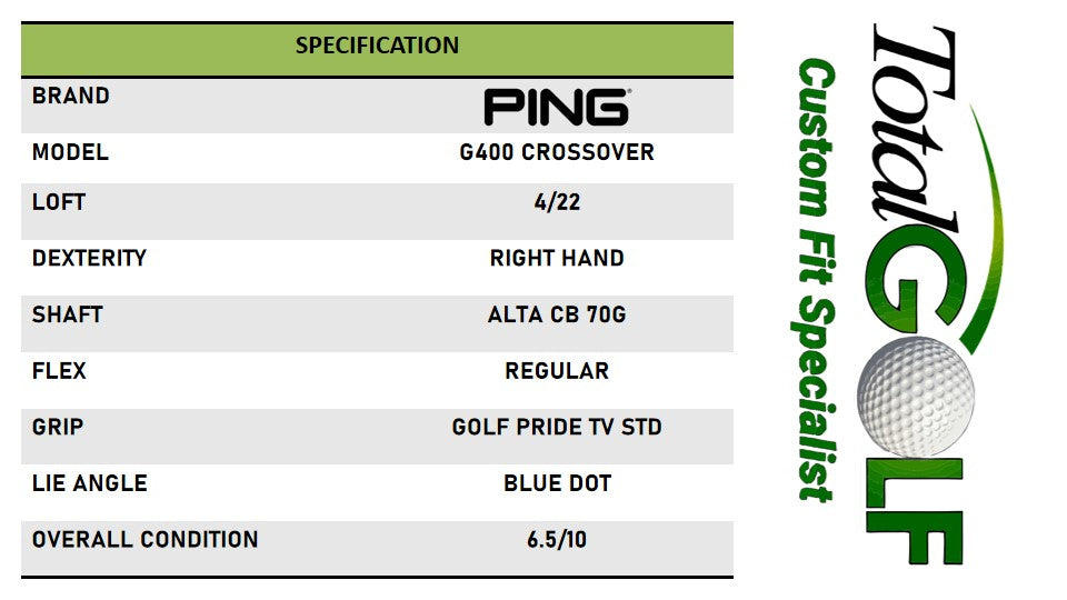 Ping G400 Crossover 4/22 Alta 70G Regular Right Hand - USED