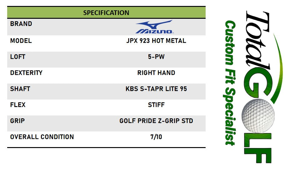 Mizuno JPX923 5-PW KBS S-Taper Lite 95G Stiff Right Hand - Used