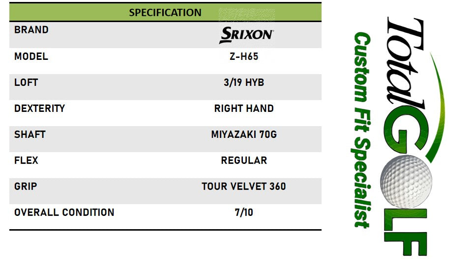Srixon ZH65 3/19 Hyb Miyazaki 70G Regular Right Hand - Used