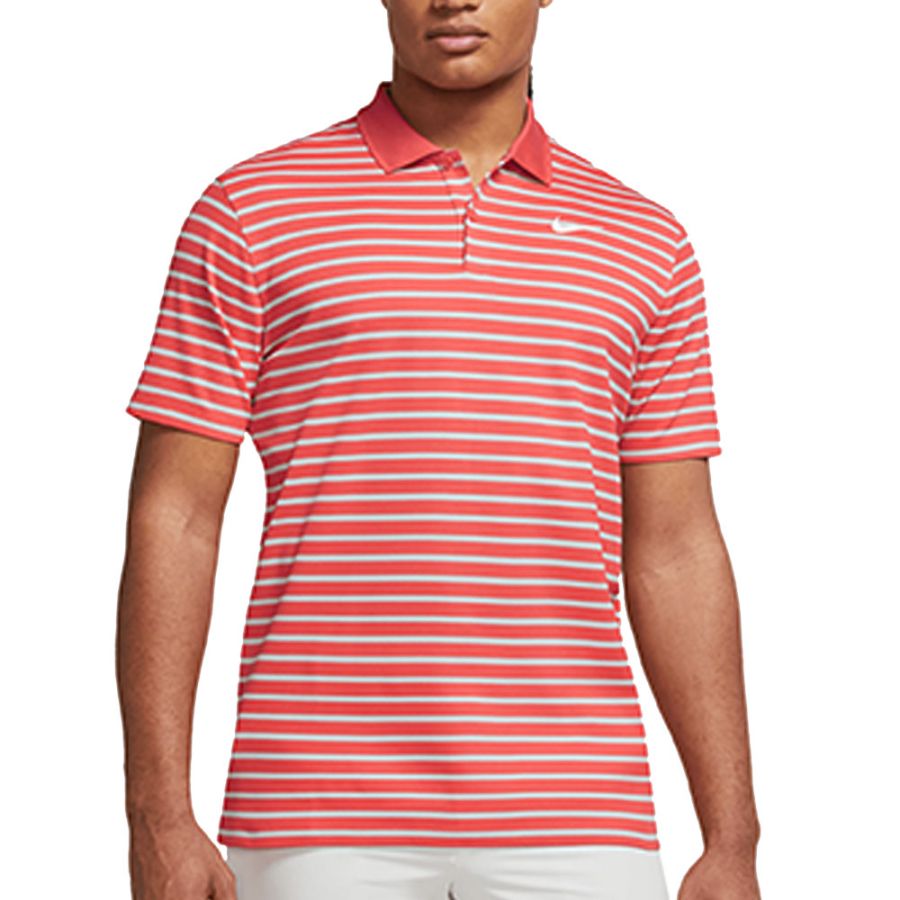 Nike Dri-Fit Victory Stripe Polo Shirt - Coral