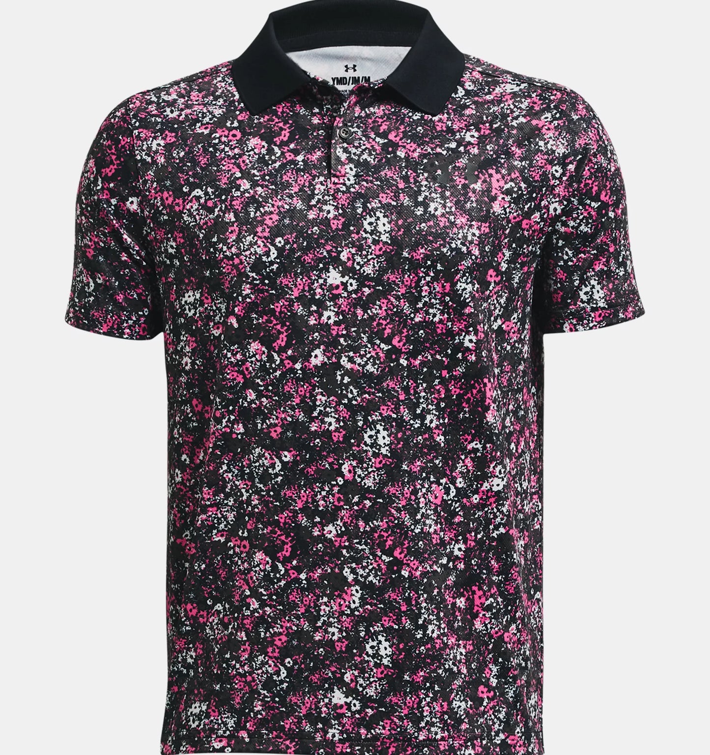 UA Performance Floral Speckle Polo - Black / Rebel Pink