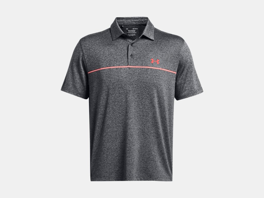 UA Playoff 3.0 Stripe Polo - Black/Red Solstice