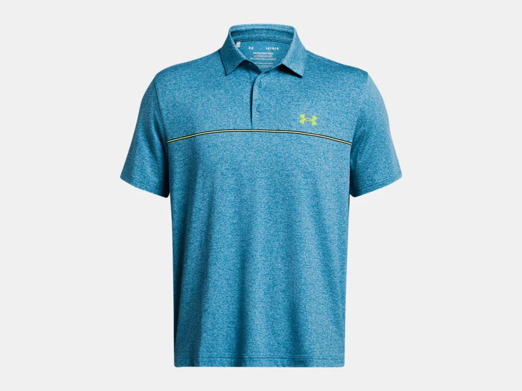 UA Playoff 3.0 Stripe Polo - Capri/High-Vis Yellow