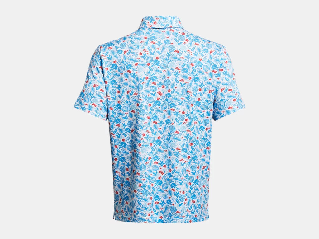 UA Playoff 3.0 Printed Polo - White/Sky Blue/Capri