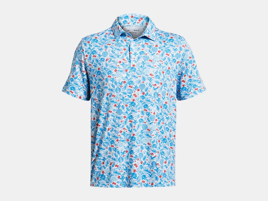 UA Playoff 3.0 Printed Polo - White/Sky Blue/Capri