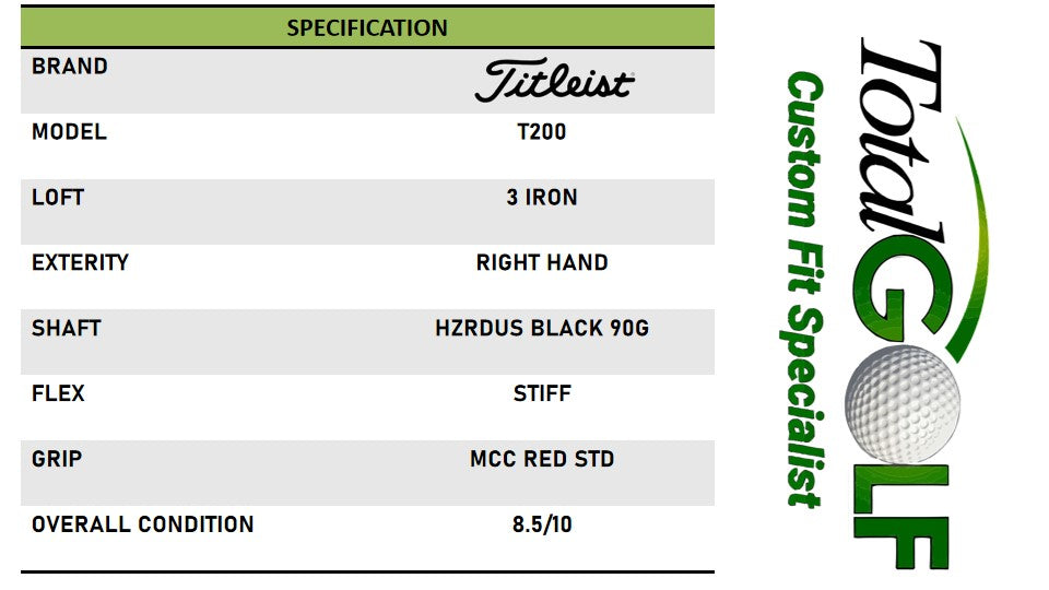 Titleist T200 3 Iron Hzrdus Black 90G Stiff Right Hand -USED