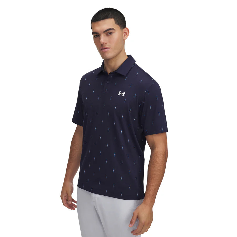 Under Armour Golf T2G Printed Shirt - Midnight Navy/White