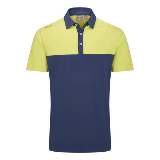 Ping Bodi Men's Colour Block Polo Shirt - Blue Indigo/Limelight