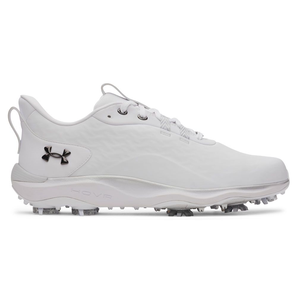 Under Armour Drive Pro Clone Golf Shoes - White/White/Metallic Gunmetal