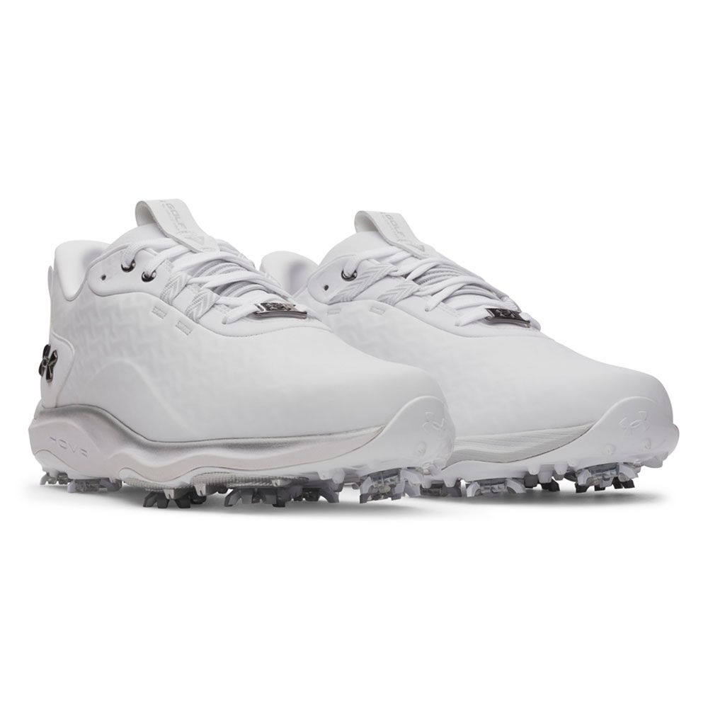 Under Armour Drive Pro Clone Golf Shoes - White/White/Metallic Gunmetal